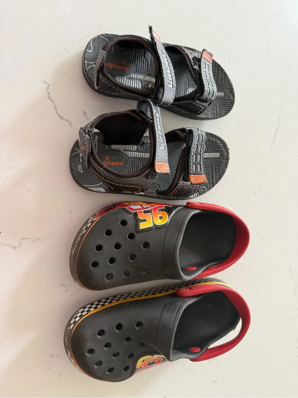 Kids Slip-On Crocs and Black Velcro Sandals - Red and Black